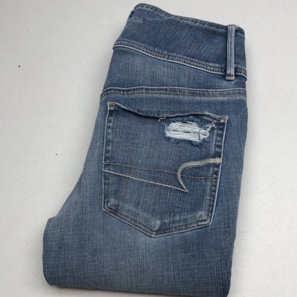 STRETCH AMERICAN EAGLE SUPER HIGH RISE DENIM JEGGINGS 2/26x28 🦅